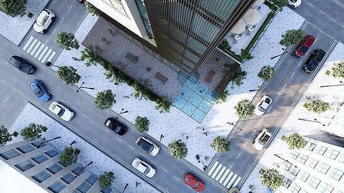 Nexus Corp Office Building Exterior Design 3D model 6