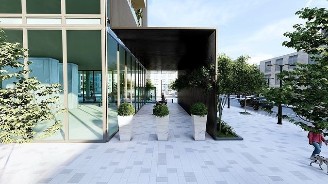 Nexus Corp Office Building Exterior Design 3D model 5