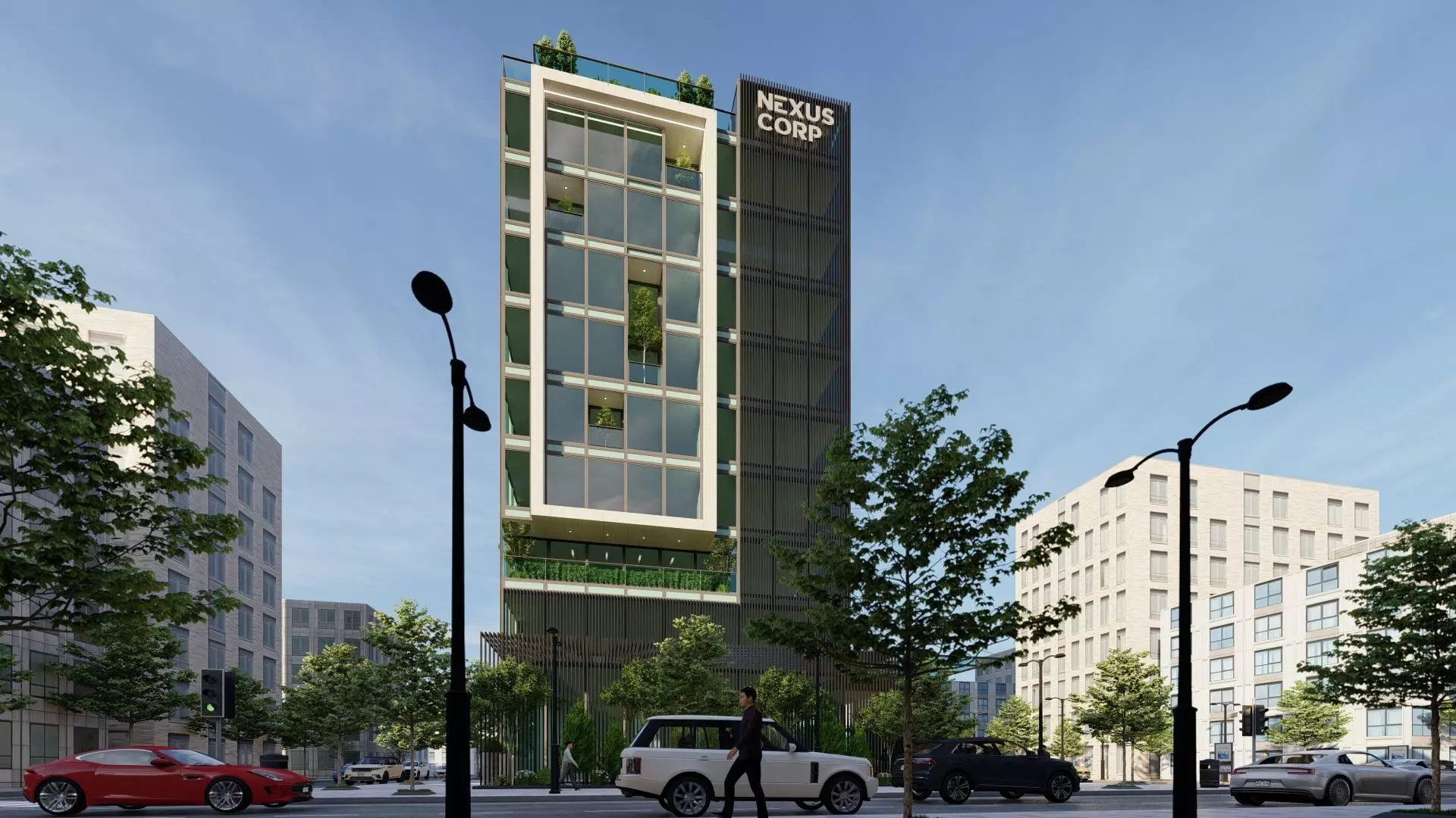 Nexus Corp Office Building Exterior Design 3D model_16