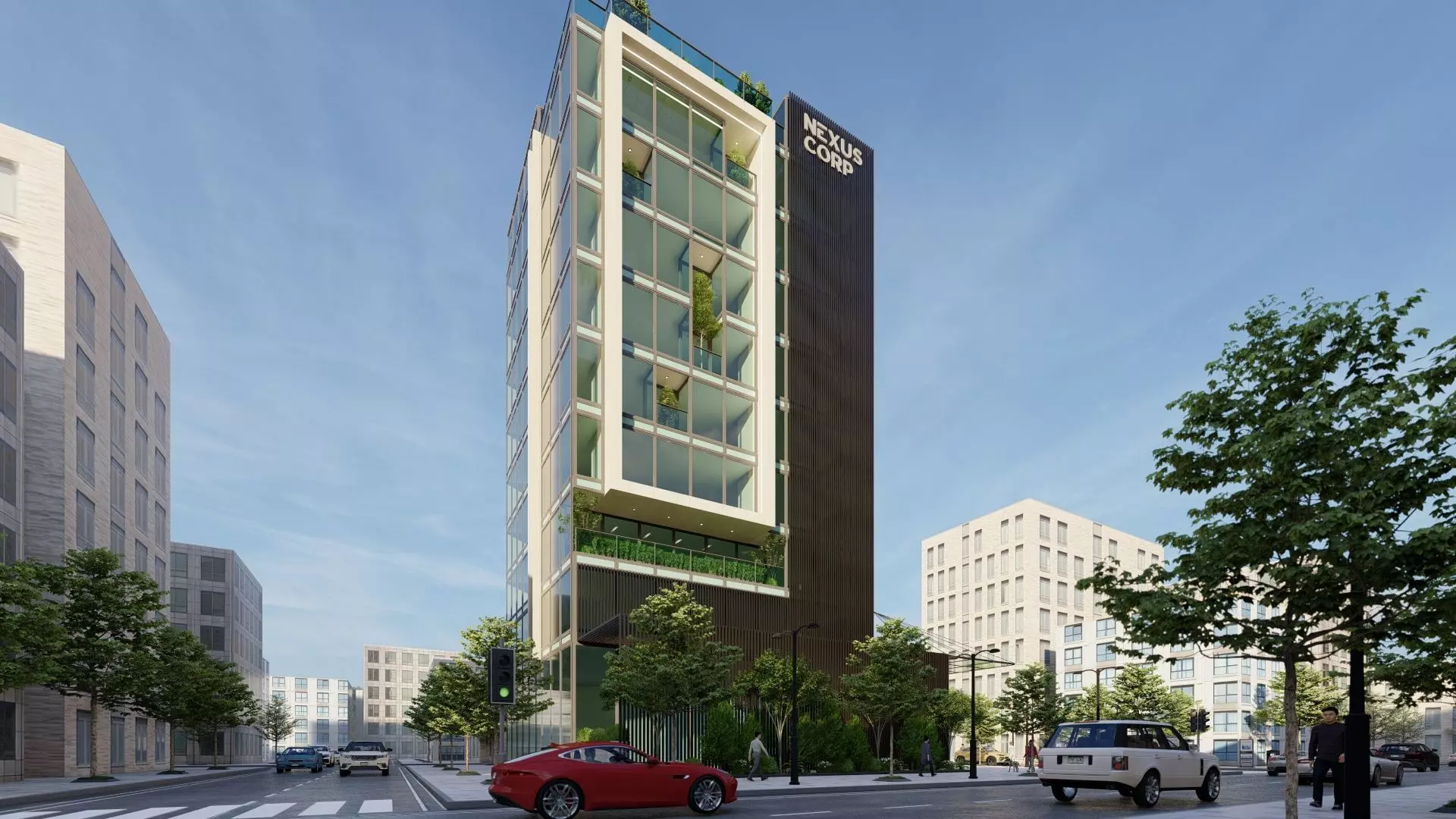 Nexus Corp Office Building Exterior Design 3D model_17