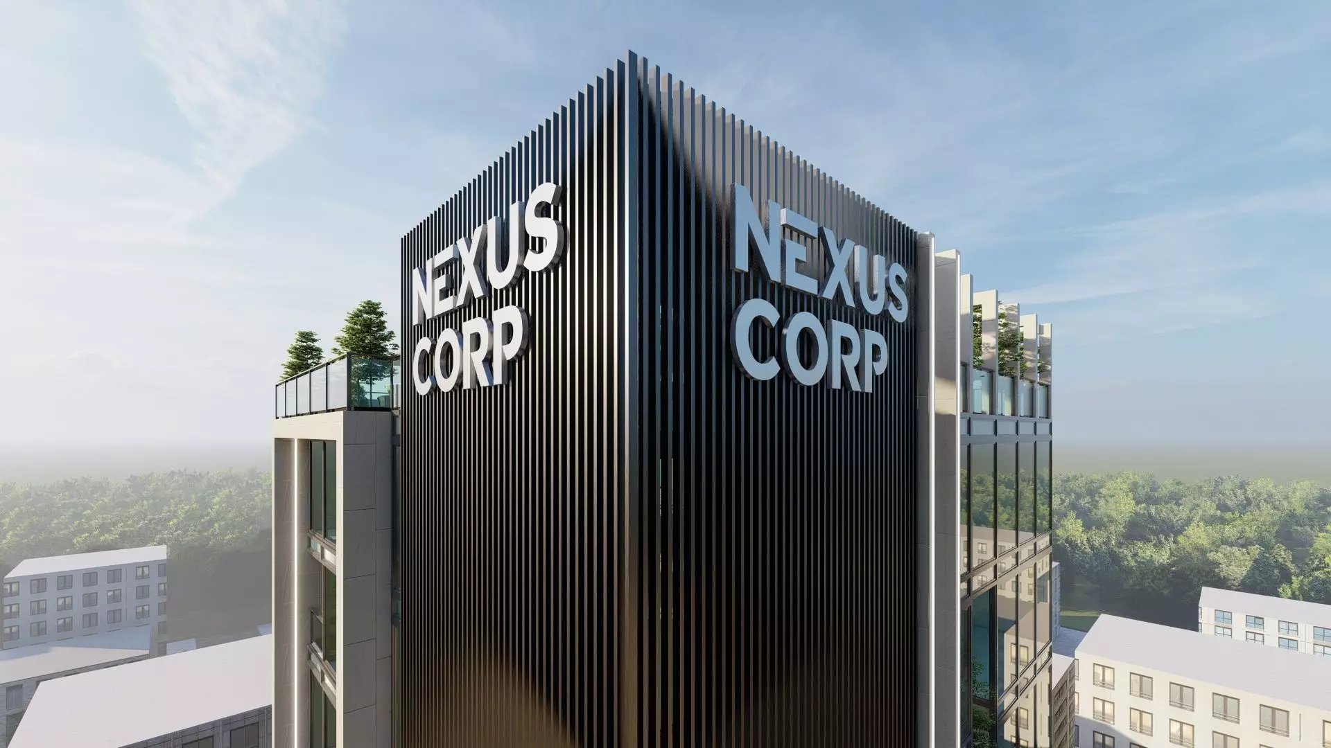 Nexus Corp Office Building Exterior Design 3D model_14
