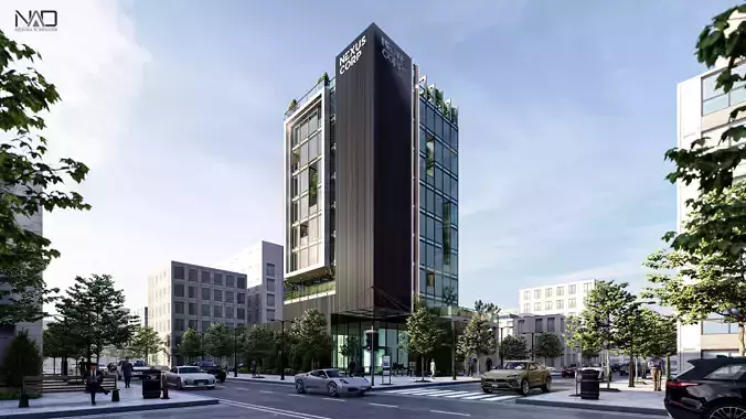 Nexus Corp Office Building Exterior Design 3D model Nexus Corp Office Building Exterior Design 3D model
