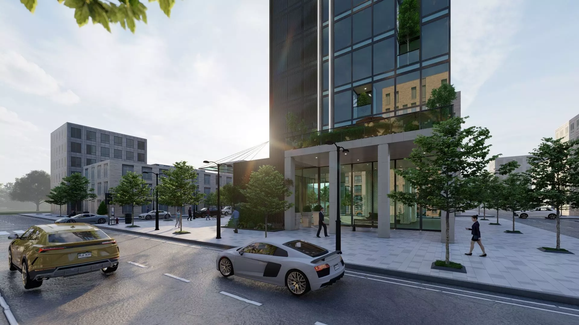 Nexus Corp Office Building Exterior Design 3D model_21