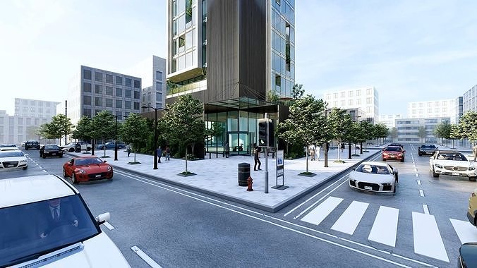 Nexus Corp Office Building Exterior Design 3D model 2