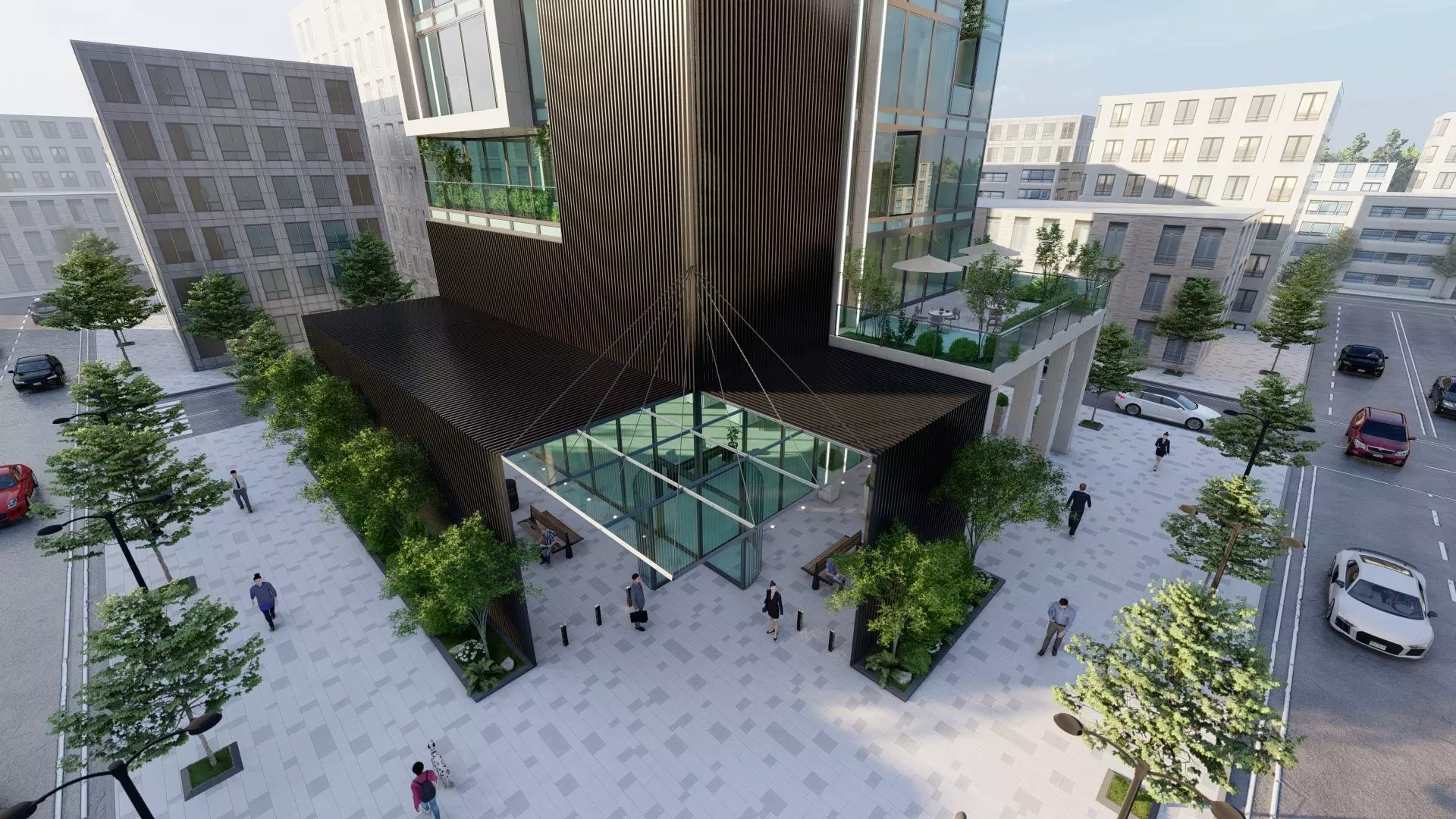 Nexus Corp Office Building Exterior Design 3D model_11