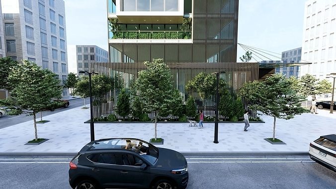 Nexus Corp Office Building Exterior Design 3D model 3