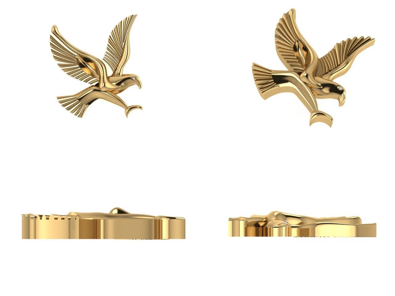 flying bird gold 3D print model_1