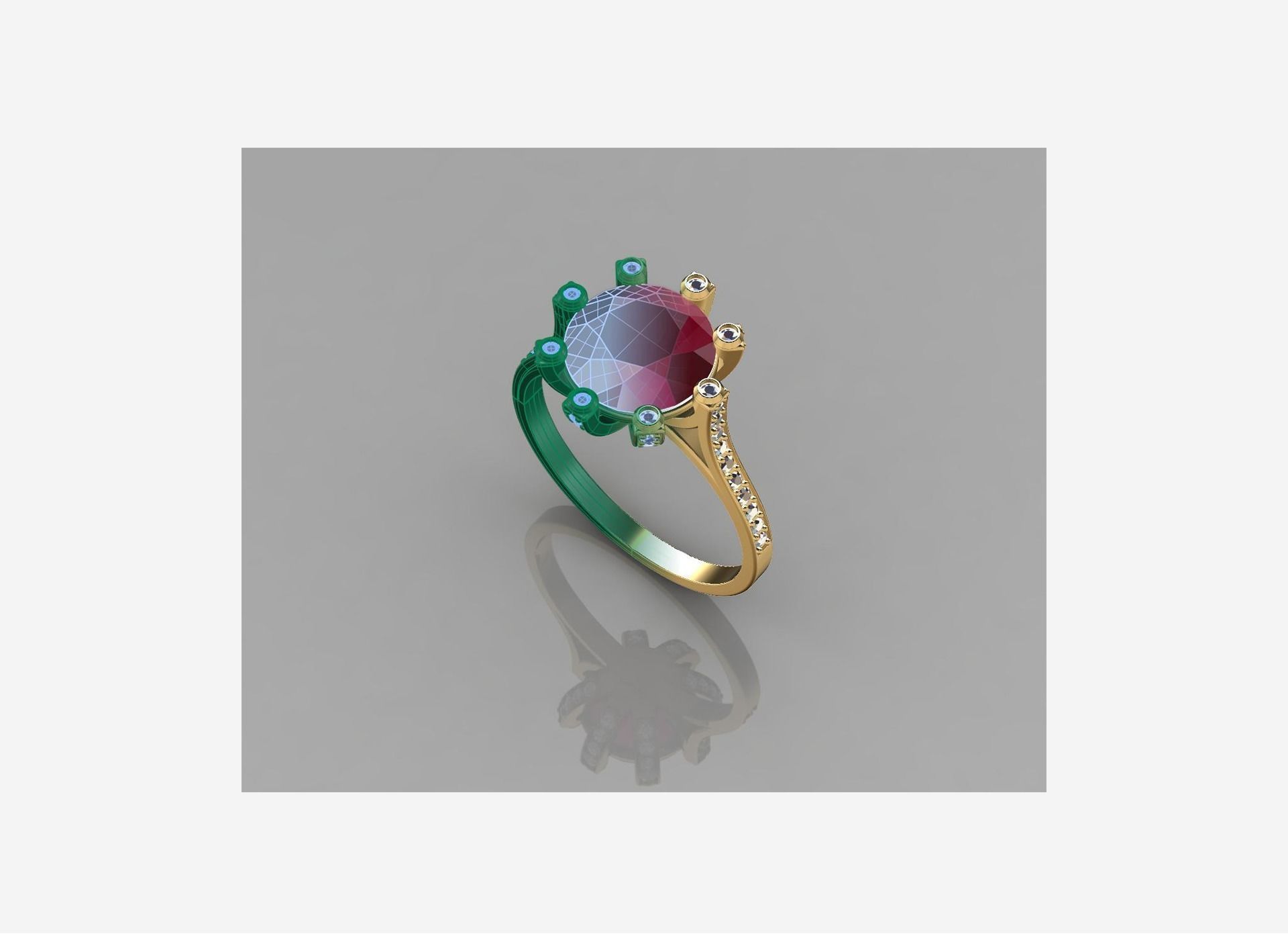 Elegant Gemstone Ring P-01-366 3D print model_1