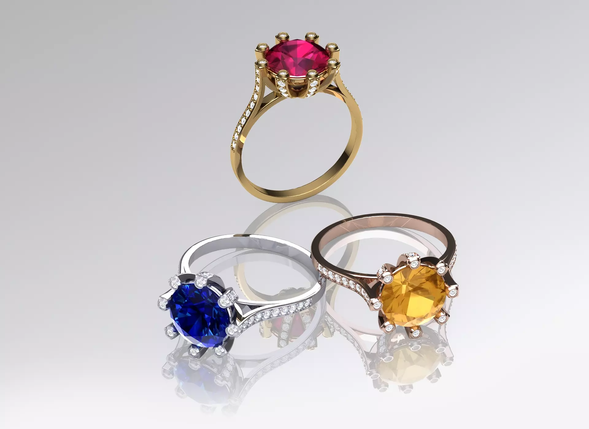 Elegant Gemstone Ring P-01-366 3D print model_0