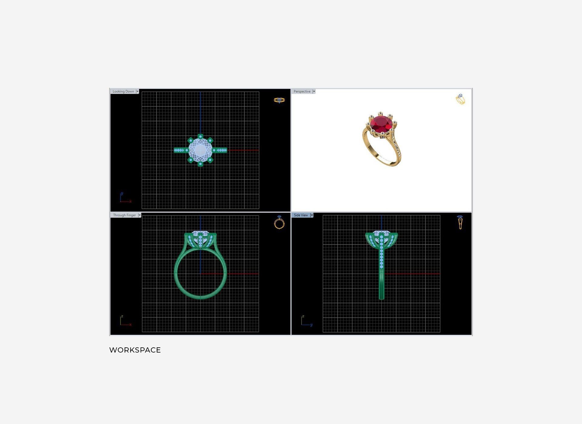 Elegant Gemstone Ring P-01-366 3D print model_2