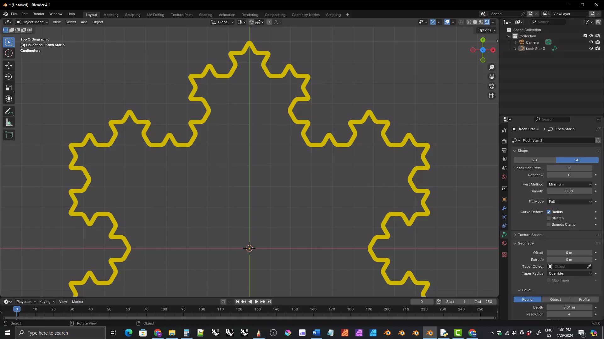 Koch Fractal Star Script for Blender  Free 3D model_0