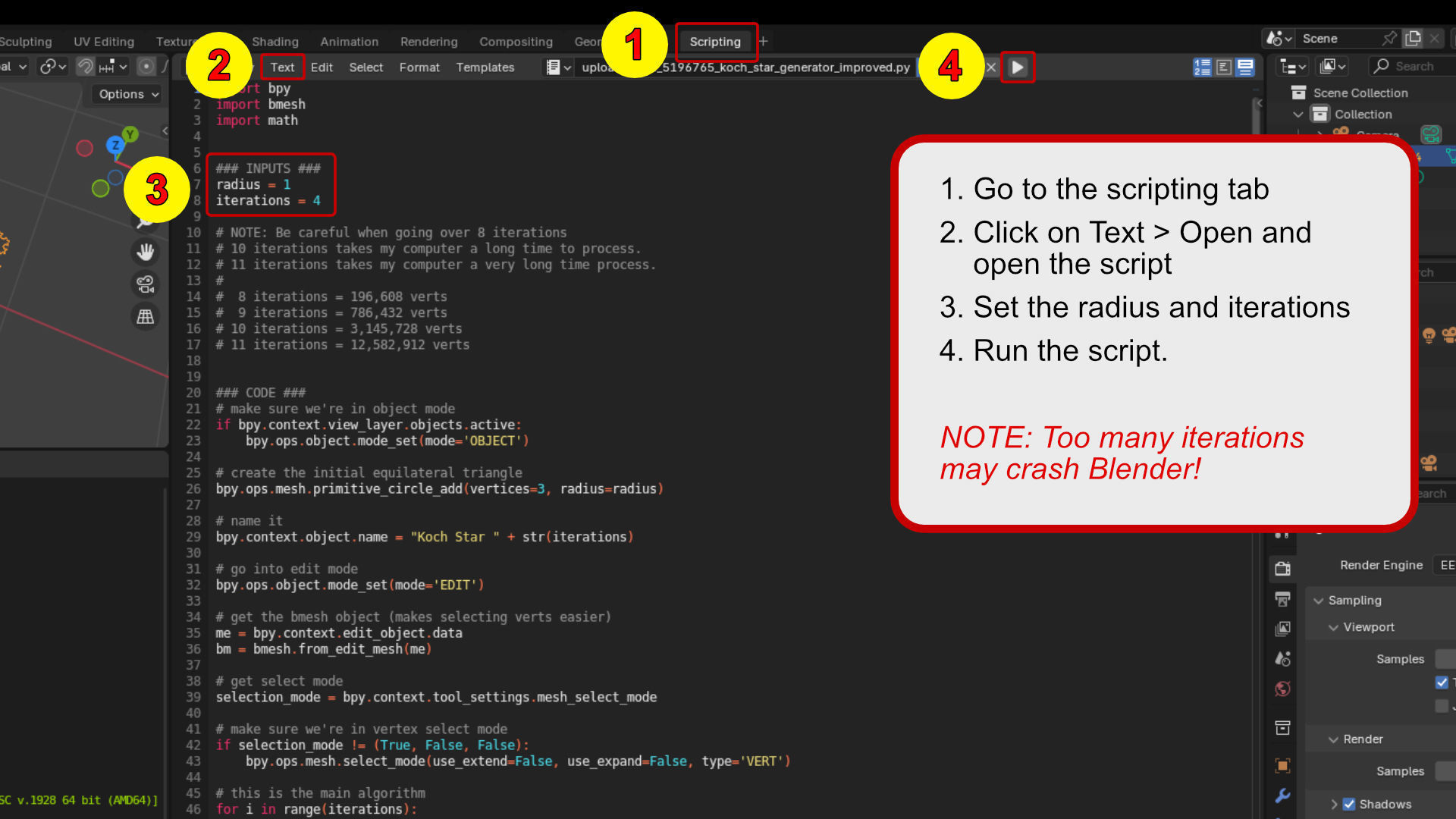 Koch Fractal Star Script for Blender  Free 3D model_1