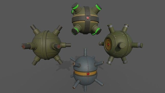 Sci-fi Mines Bombs Low-poly 3D model