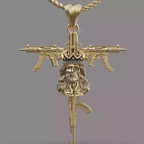 Skull king Jesus pendant silver gold jewelry printable 3D model