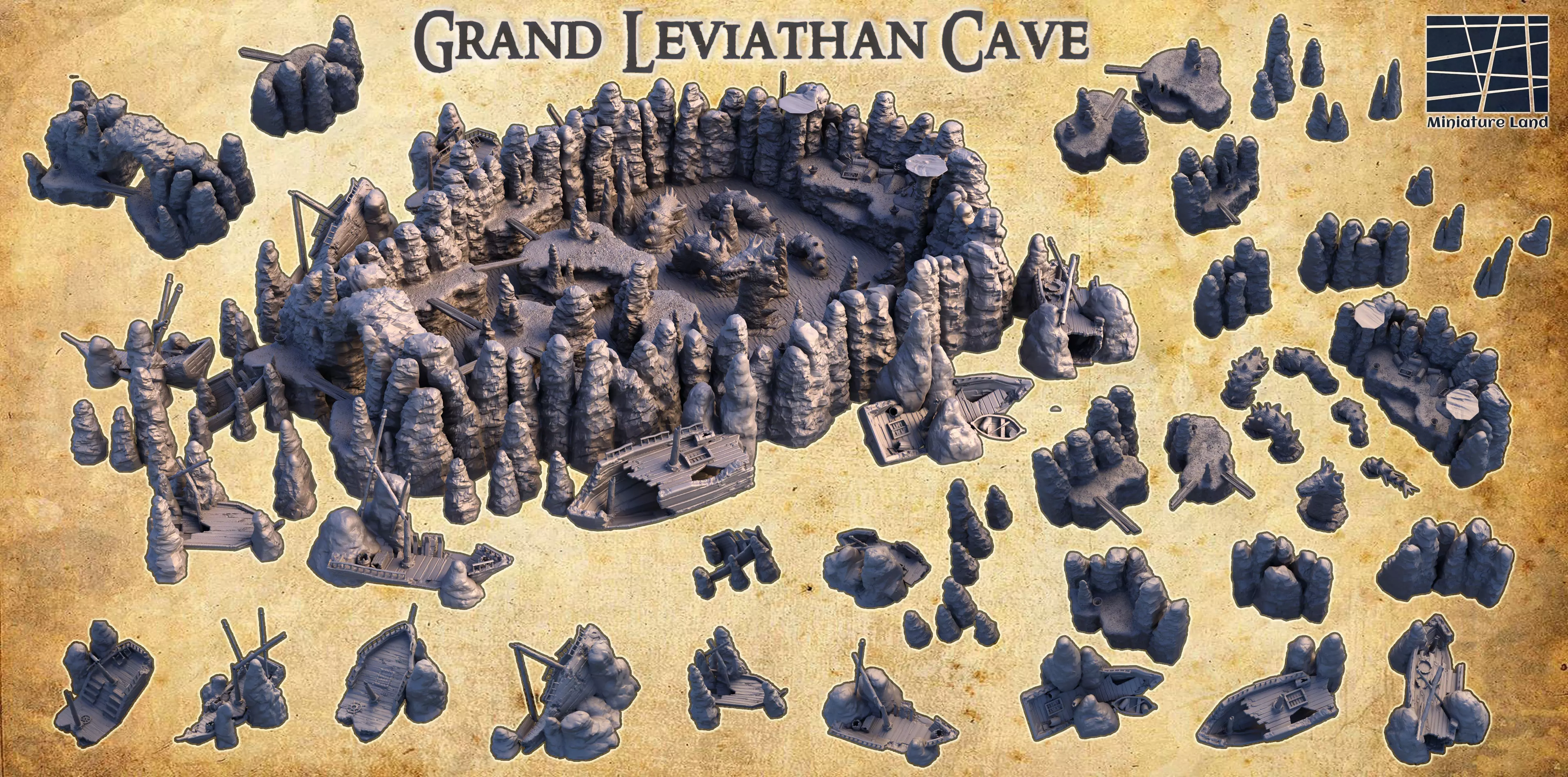 Grand Leviathan Cave - Tabletop Terrain - 28 MM 3D print model_0