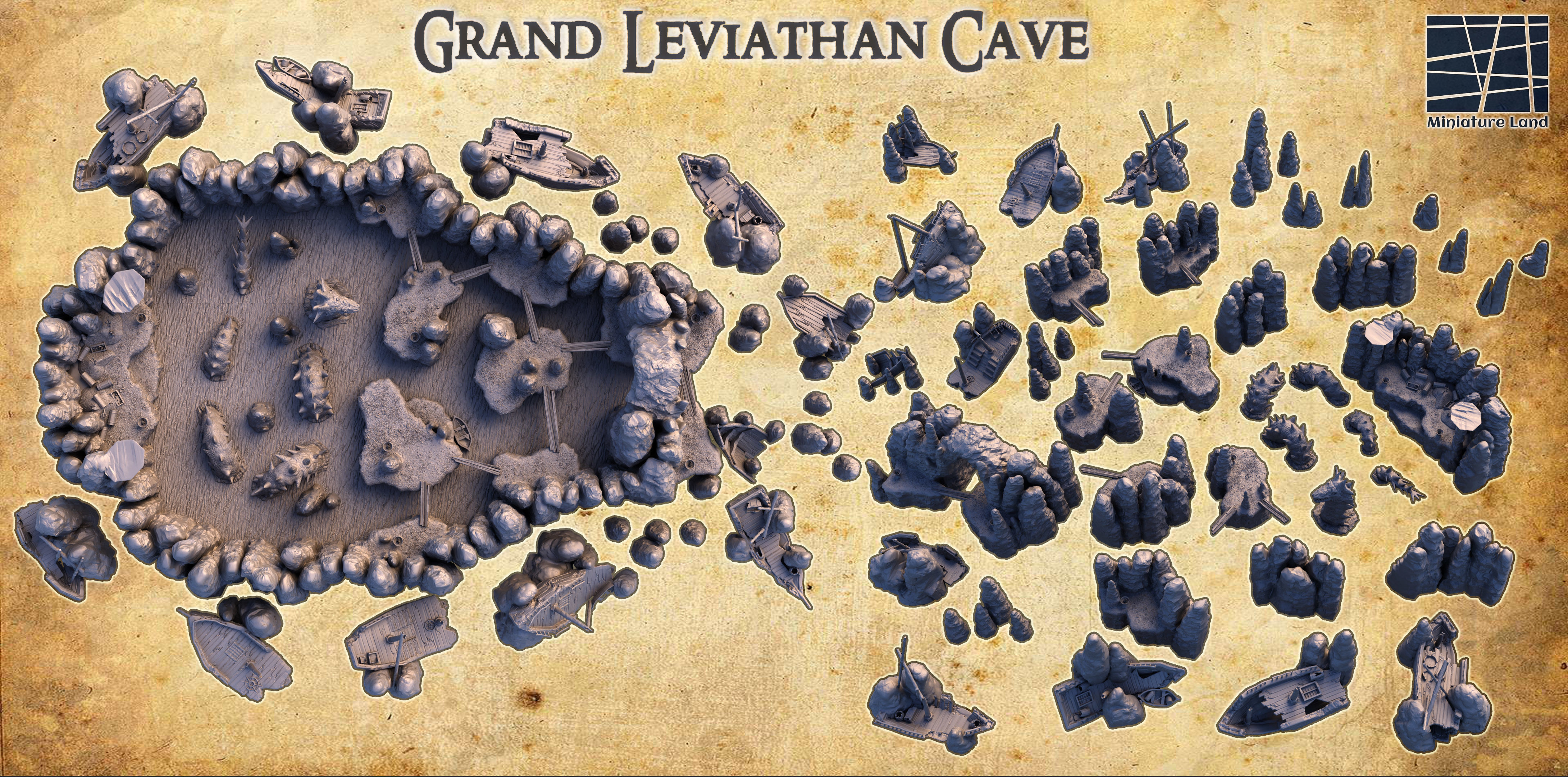 Grand Leviathan Cave - Tabletop Terrain - 28 MM 3D print model_5