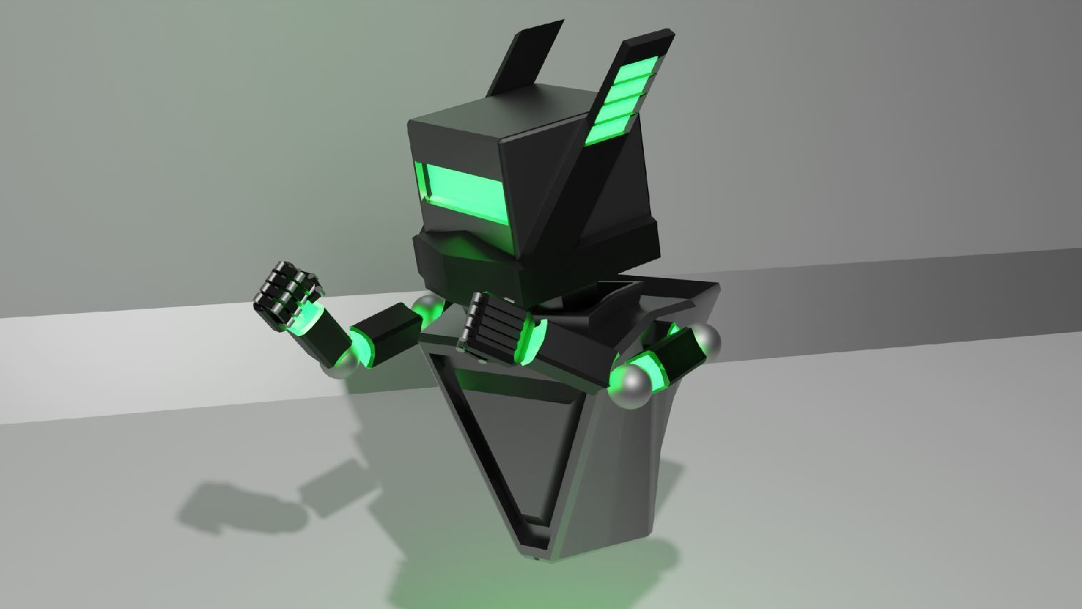 Male Robot Low-poly 3D model_4