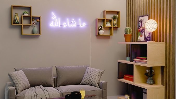 MASHALLAH neon light sign 3D model