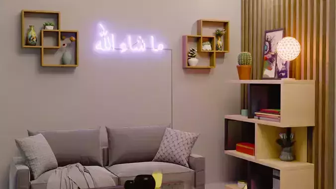 MASHALLAH neon light sign 3D model