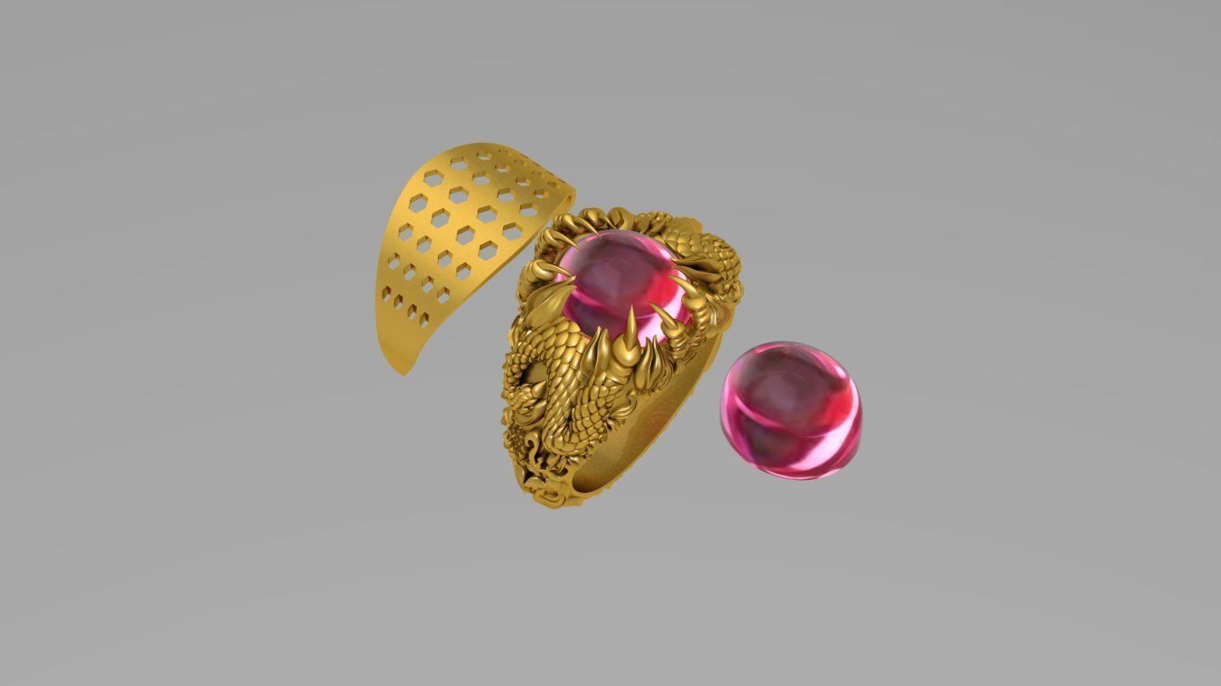 Dragon Rings with Phoenix ring 3D print model  3D print model_7
