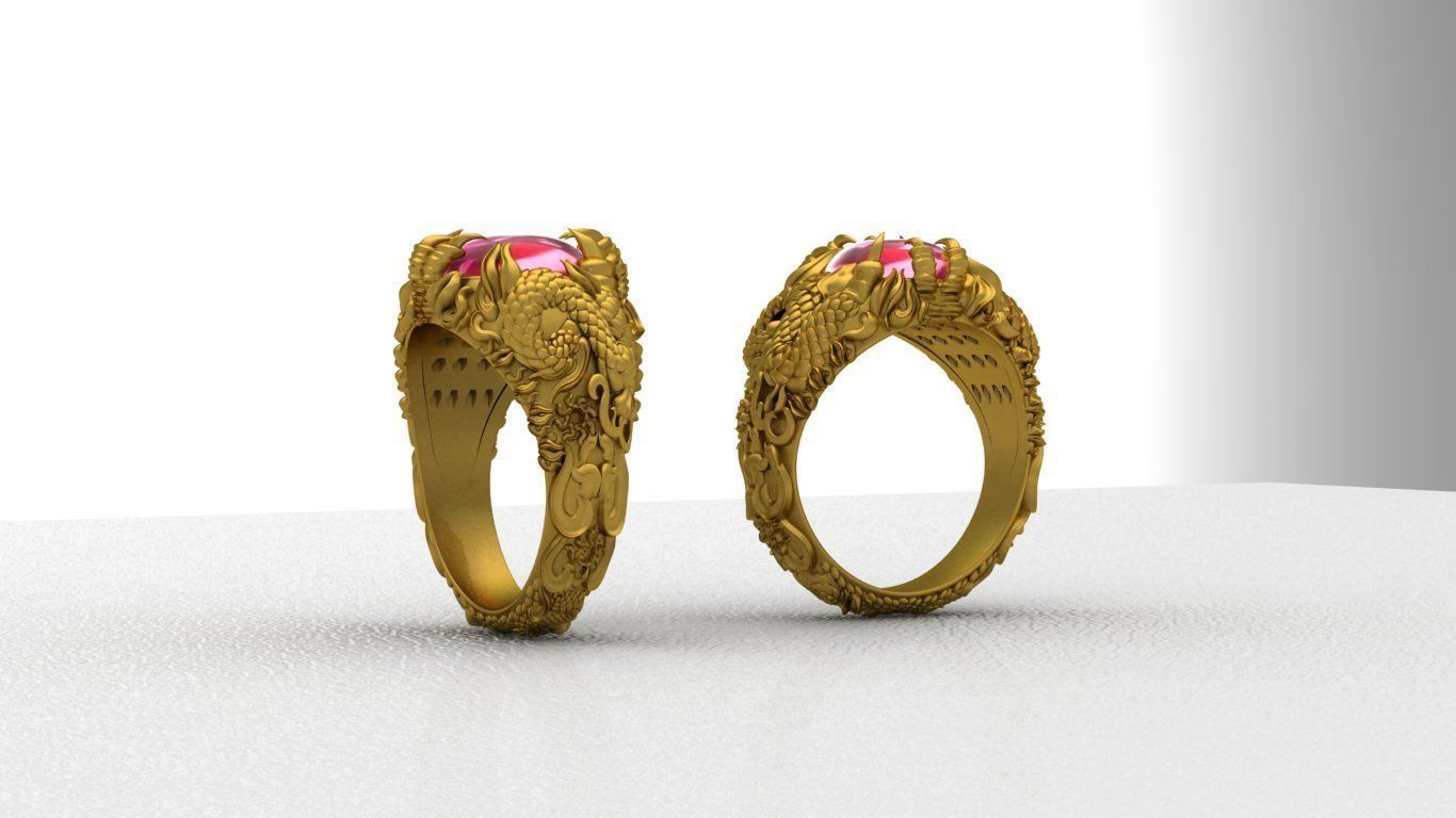 Dragon Rings with Phoenix ring 3D print model  3D print model_6