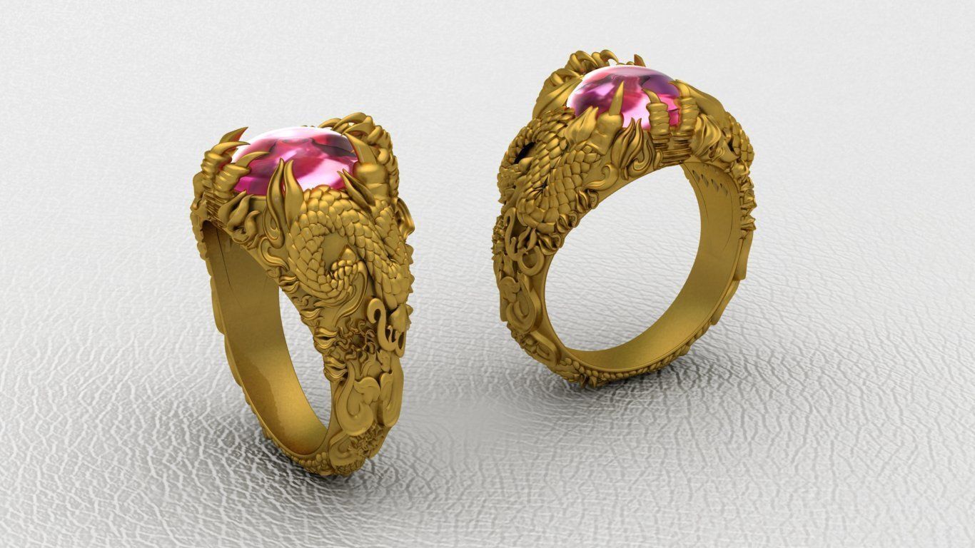 Dragon Rings with Phoenix ring 3D print model  3D print model_1