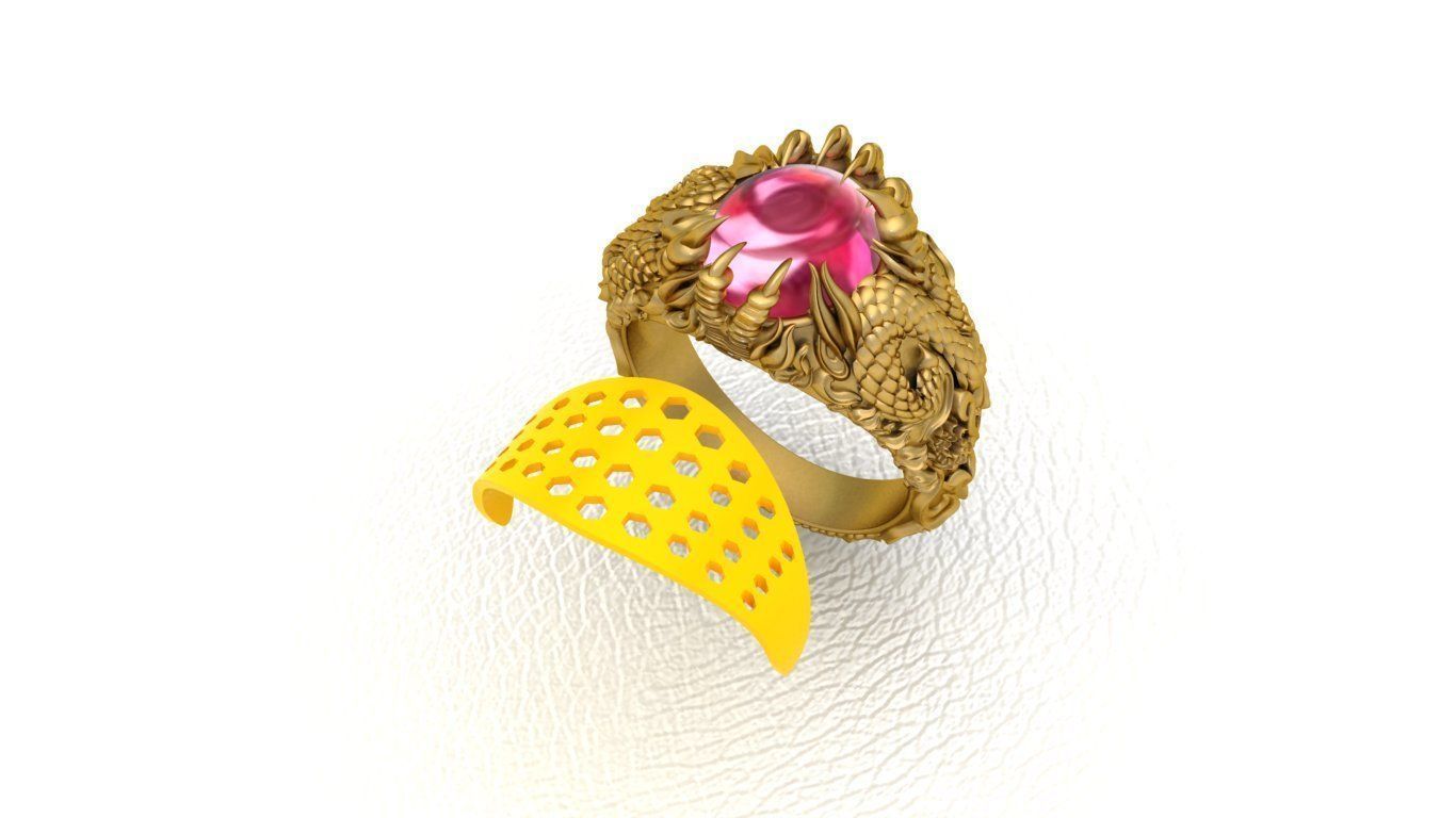 Dragon Rings with Phoenix ring 3D print model  3D print model_4