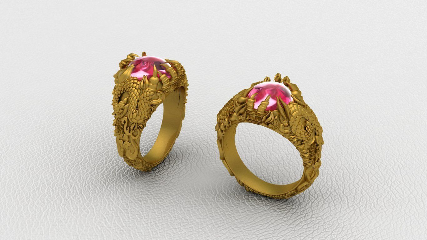 Dragon Rings with Phoenix ring 3D print model  3D print model_5