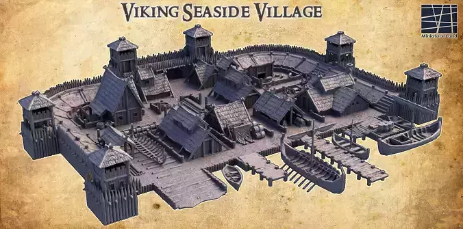 iking Seaside Village - Tabletop Terrain - 28 MM