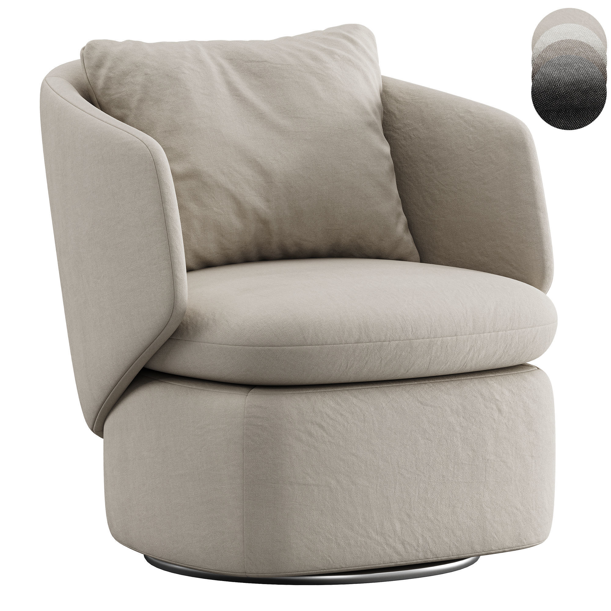 Crescent Swivel Chair By westelm 3D model_13