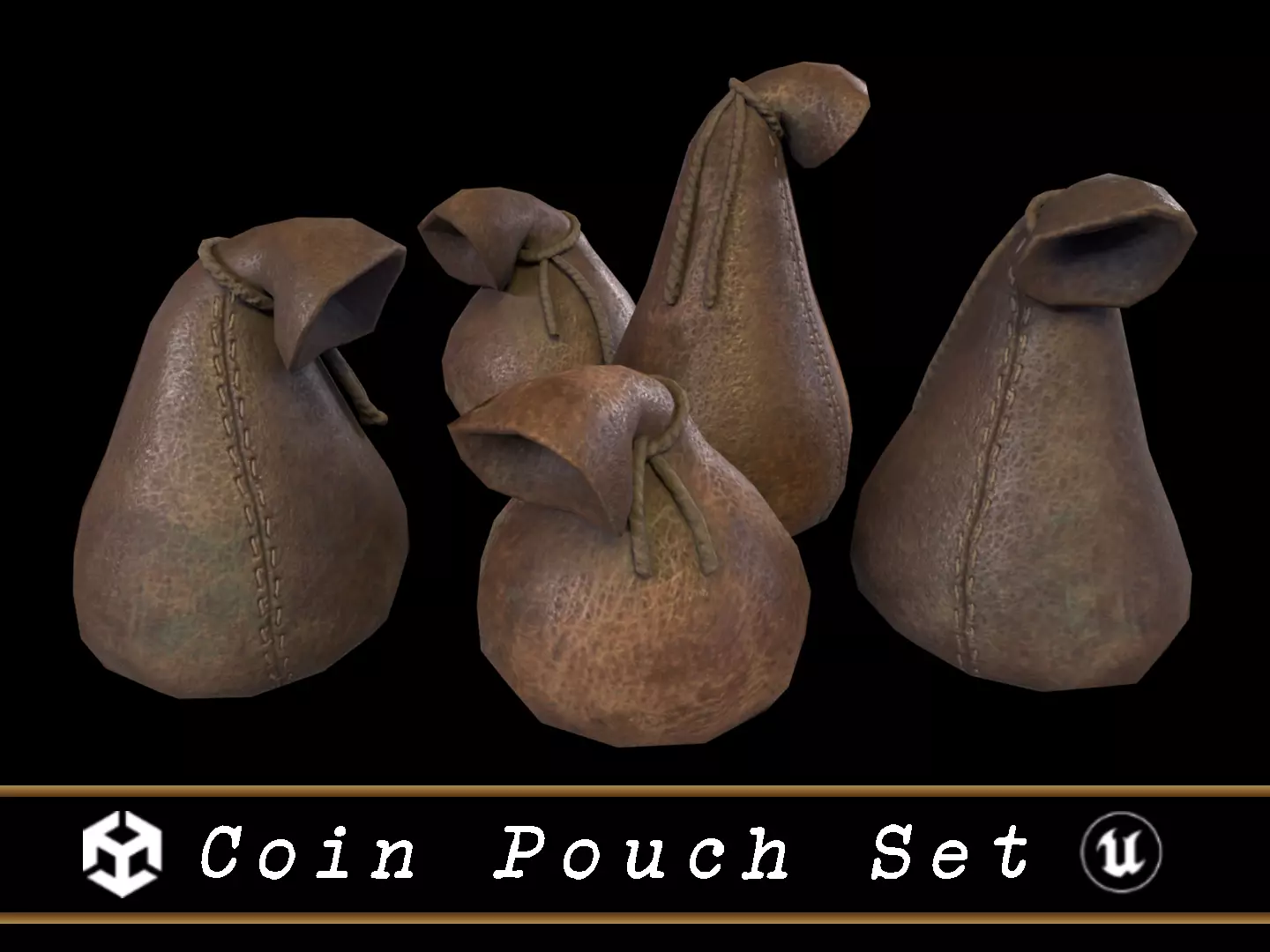 Coin Pouch Set Low-poly 3D model