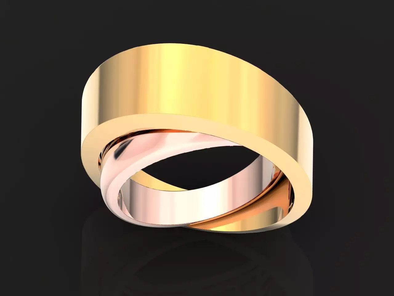 two Ring generous overlapping bands 1098 3D print model_0