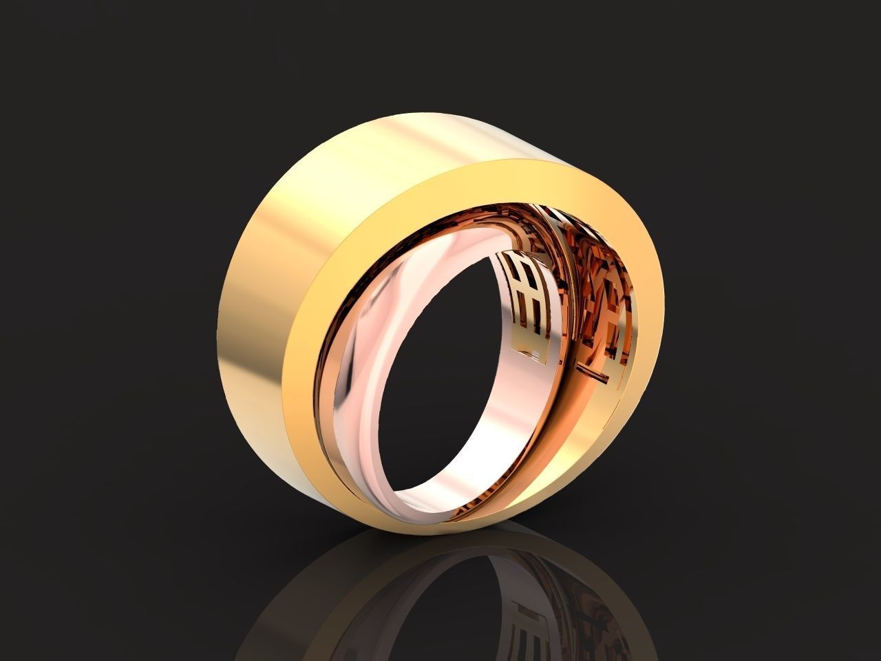 two Ring generous overlapping bands 1098 3D print model_32