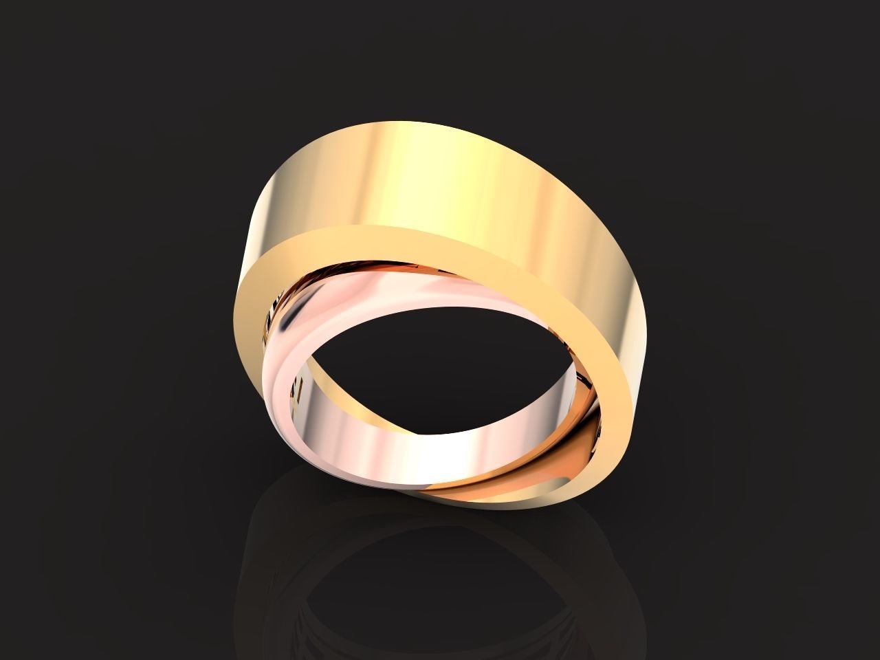 two Ring generous overlapping bands 1098 3D print model_13
