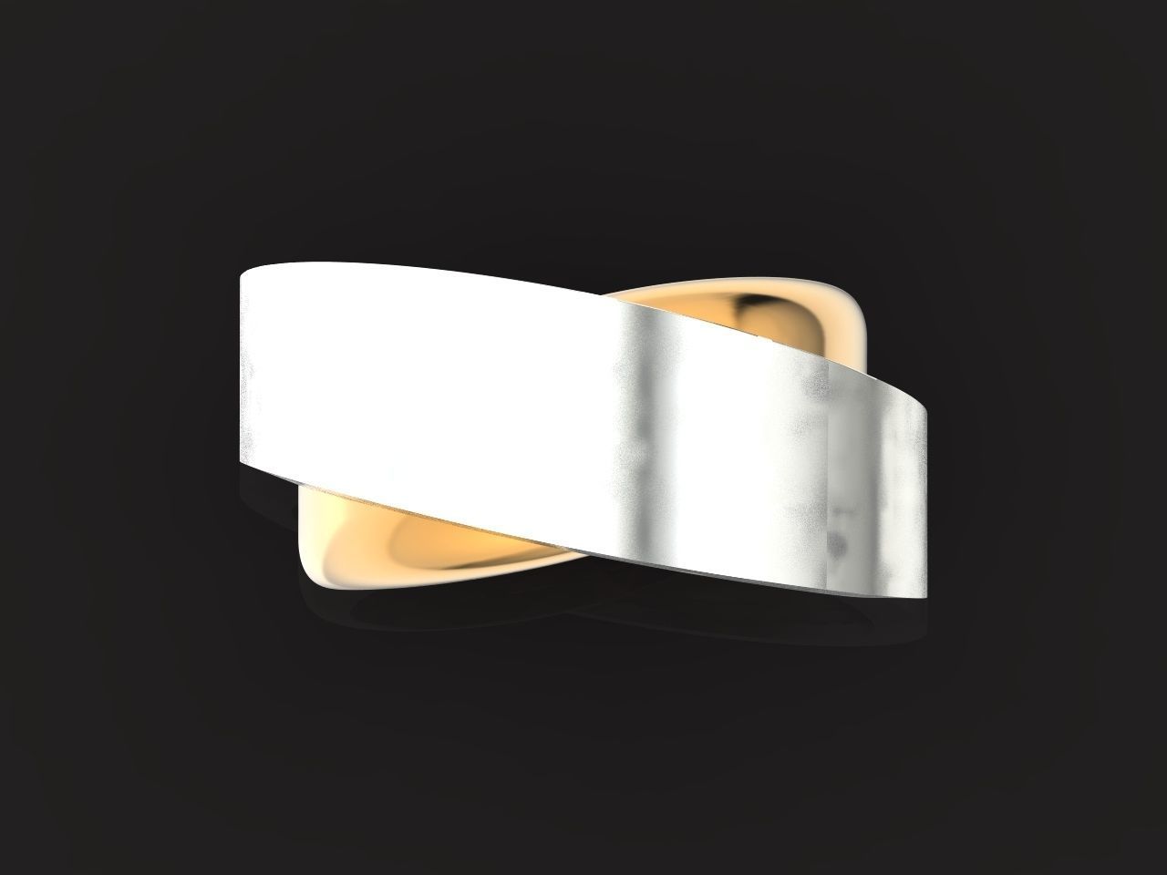 two Ring generous overlapping bands 1098 3D print model_4
