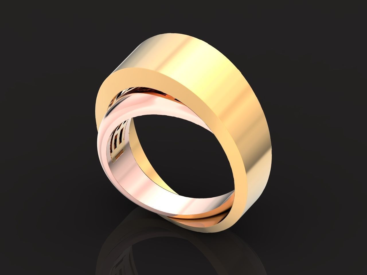two Ring generous overlapping bands 1098 3D print model_14