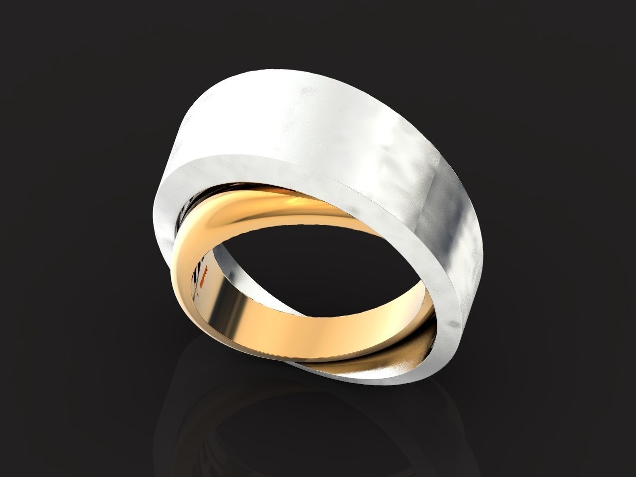 two Ring generous overlapping bands 1098 3D print model_16