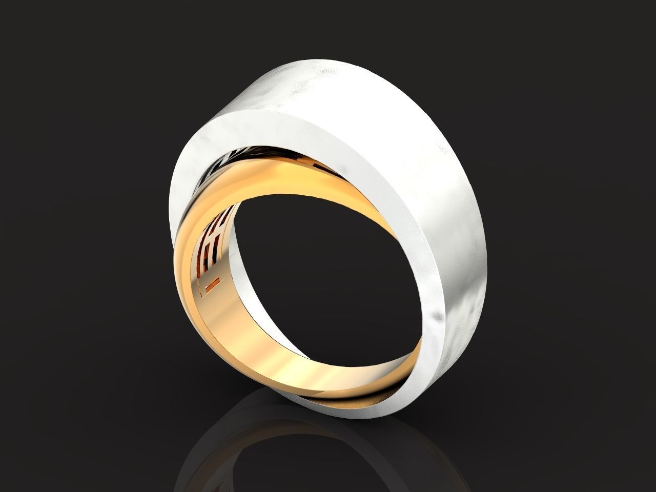 two Ring generous overlapping bands 1098 3D print model_20