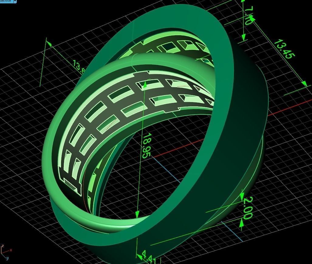 two Ring generous overlapping bands 1098 3D print model_12
