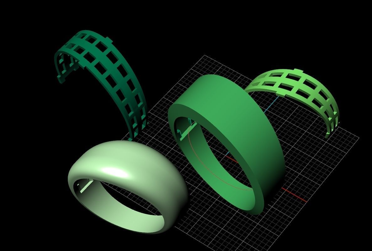 two Ring generous overlapping bands 1098 3D print model_8