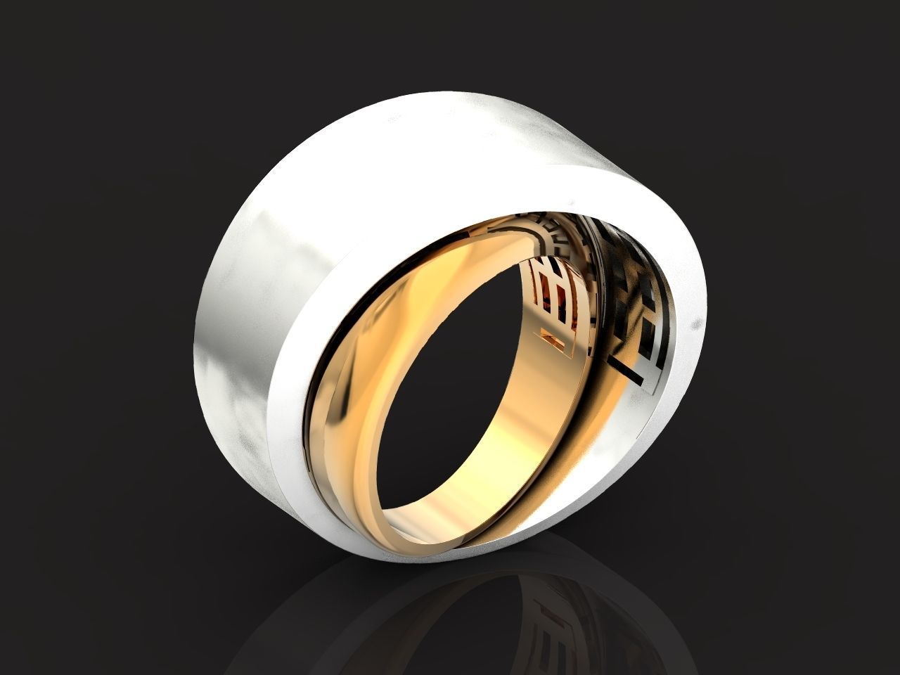 two Ring generous overlapping bands 1098 3D print model_3