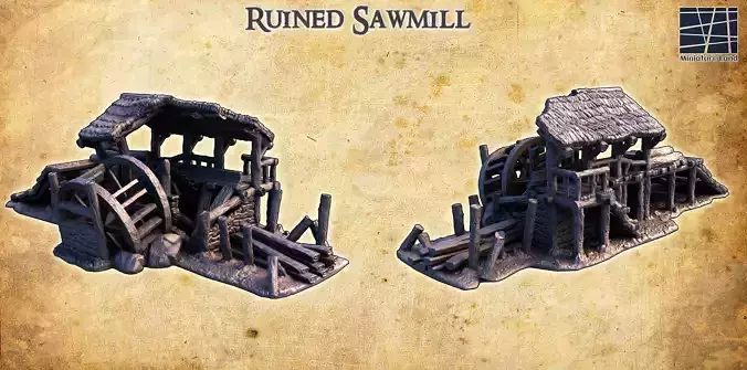 Ruined Sawmill - Tabletop Terrain - 28 MM 3D print model