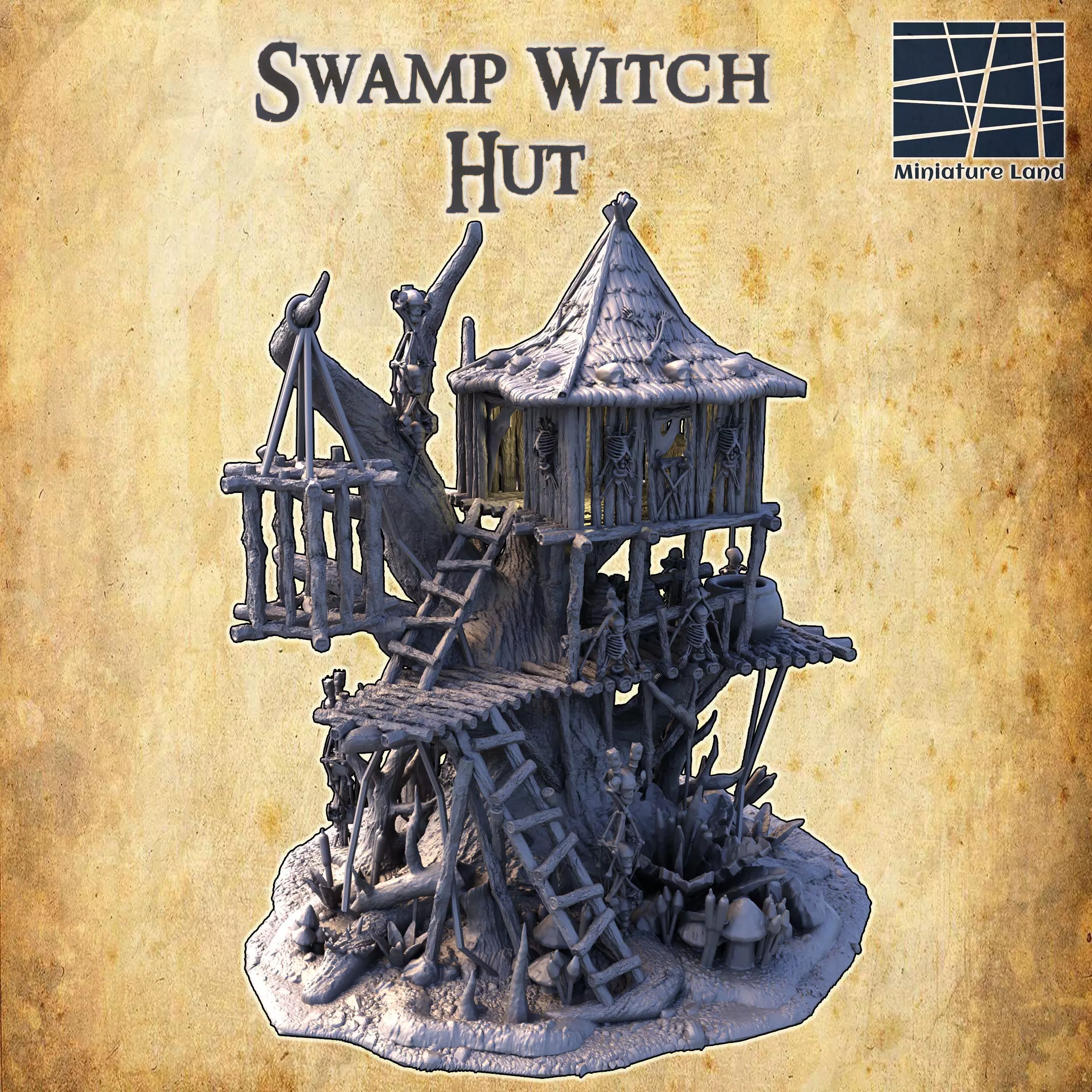 Swamp Witch Hut - Tabletop Terrain - 28 MM 3D print model