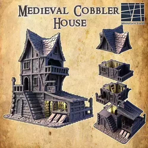 Medieval Cobbler House - Tabletop Terrain - 28 MM