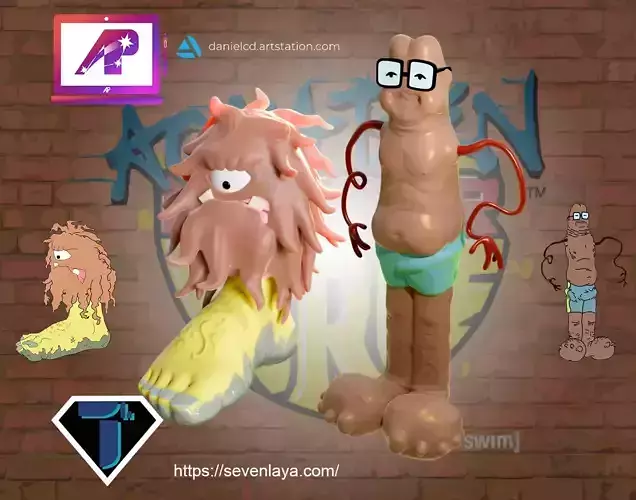 AquaTeen Dirtfoot and Wongburguer 3D print model
