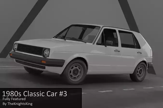 1980s Classic Car 3 Fully Featured Low-poly 3D model