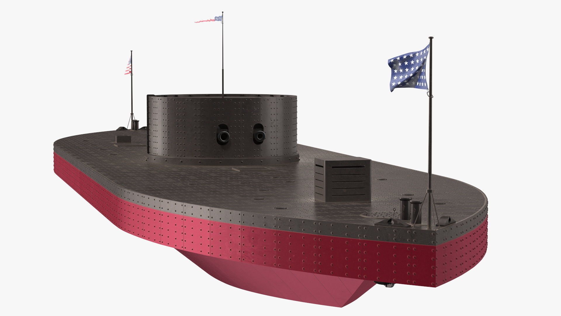 US Civil War Warship New Rigged 3D model