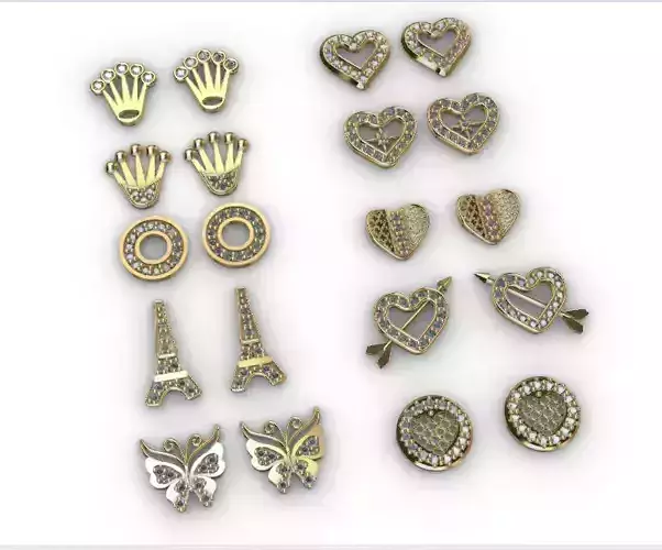 Aretes -Topitos para dama paquete de 10 -v- 3D print model