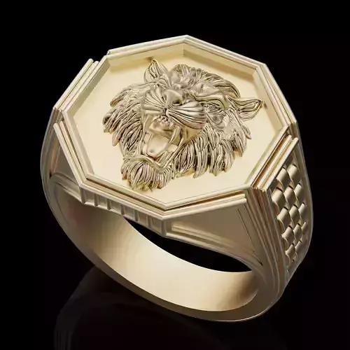 Tiger ring silver gold printable jewelry 3d model