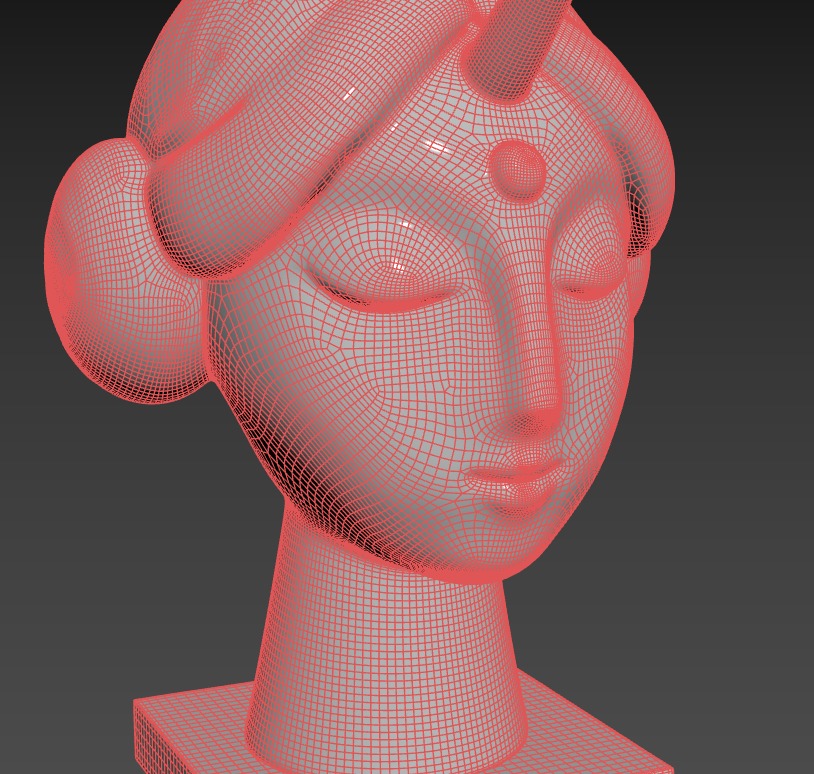 womans head statue 3D model_2